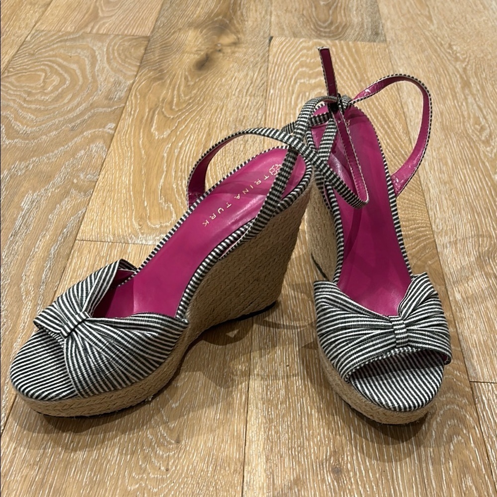 Trina Turk Striped Wedge Espadrilles
